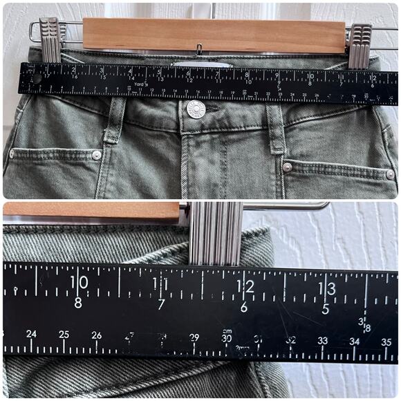 Paige Alexis Size 24 Vintage Ivy Green Cargo Jeans 27 Inch Inseam - Picture 7 of 12